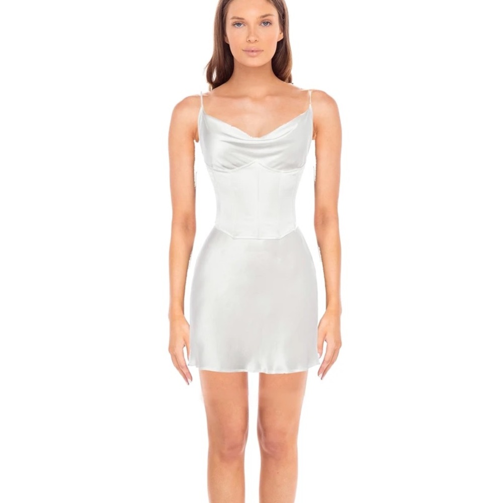 White Corset Satin Slip Dress HEIRESS